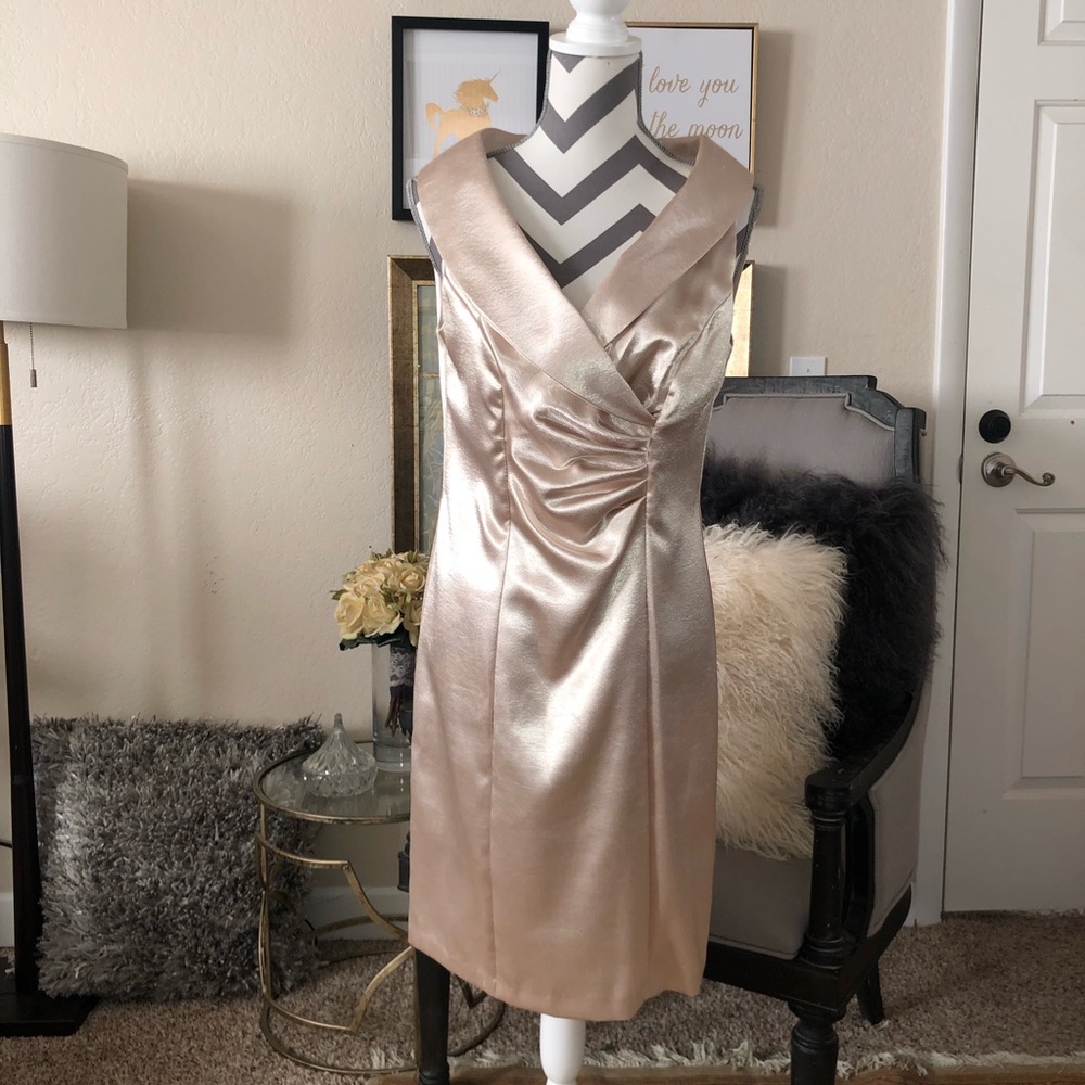 Connected Apparel Cream Sleeveless Evening Dress